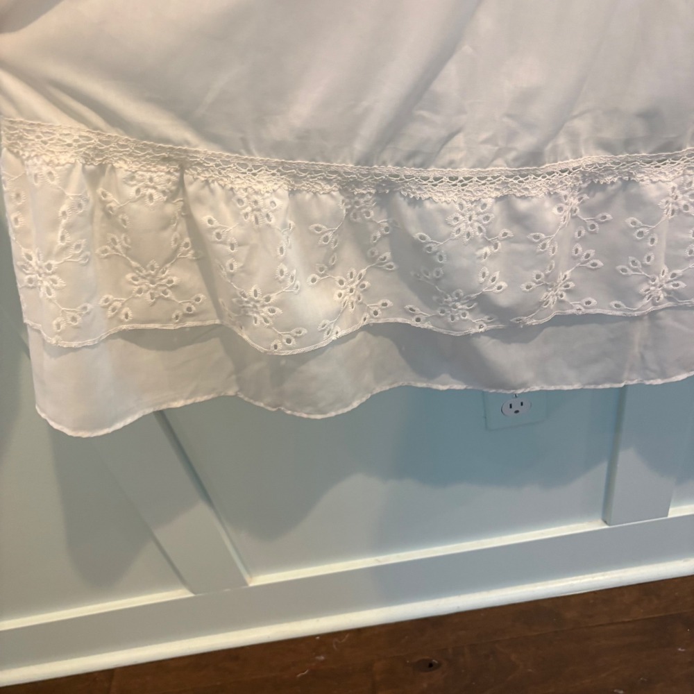 Off-Shoulder White Midi Dress with Eyelet Trim - Picture 10 of 16